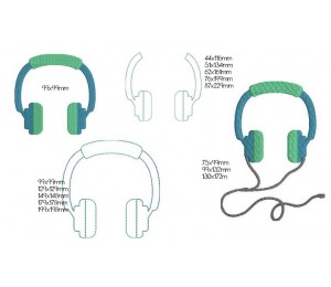 Stickdatei - Kopfhörer Doodle